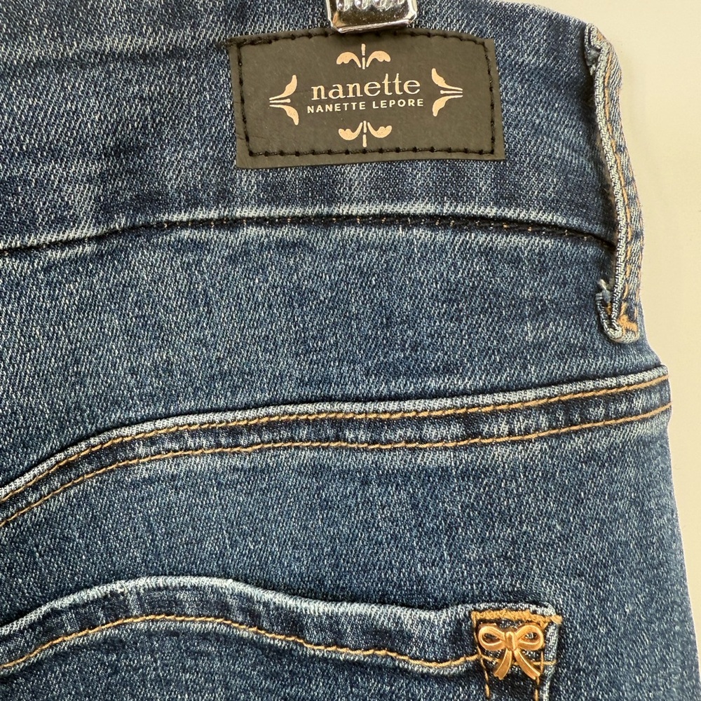Nanette Lepore Flawless Belle High Rise Ankle Distressed Dark Blue Ankle Jeans - Picture 5 of 15